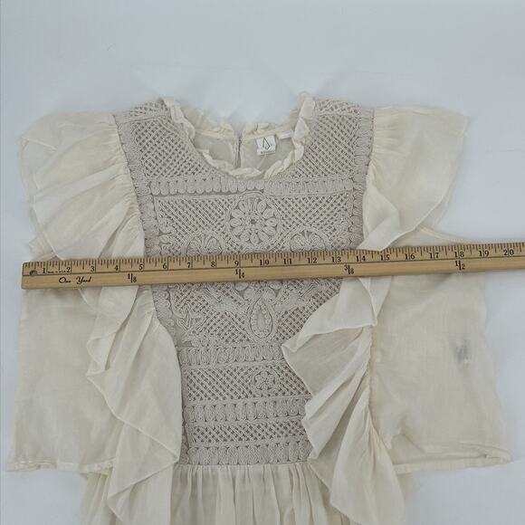 Joie Embroidered Blouse Womens M Ivory Ruffle Romantic Cottagecore Peasant Top - Picture 9 of 10